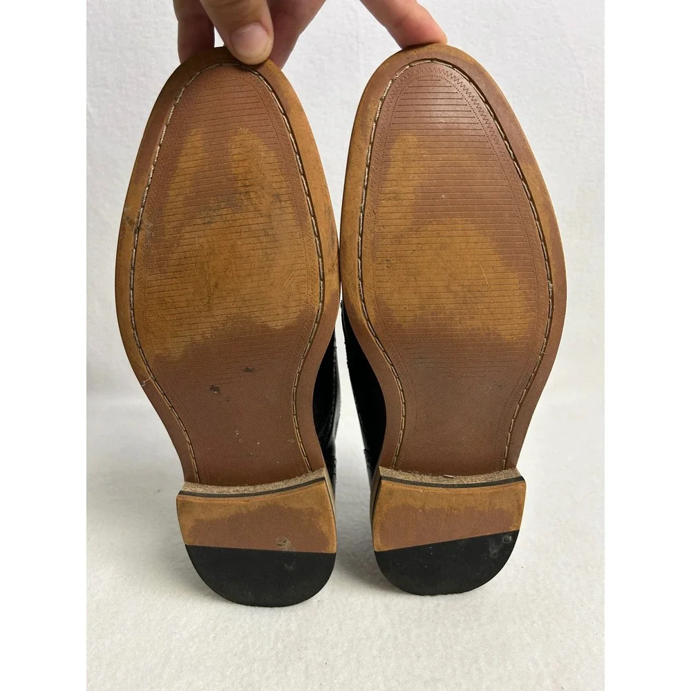 Dark Academia Bar III Mens 8M Black Jesse Double Monk Strap‎ Brogue Dress Shoes